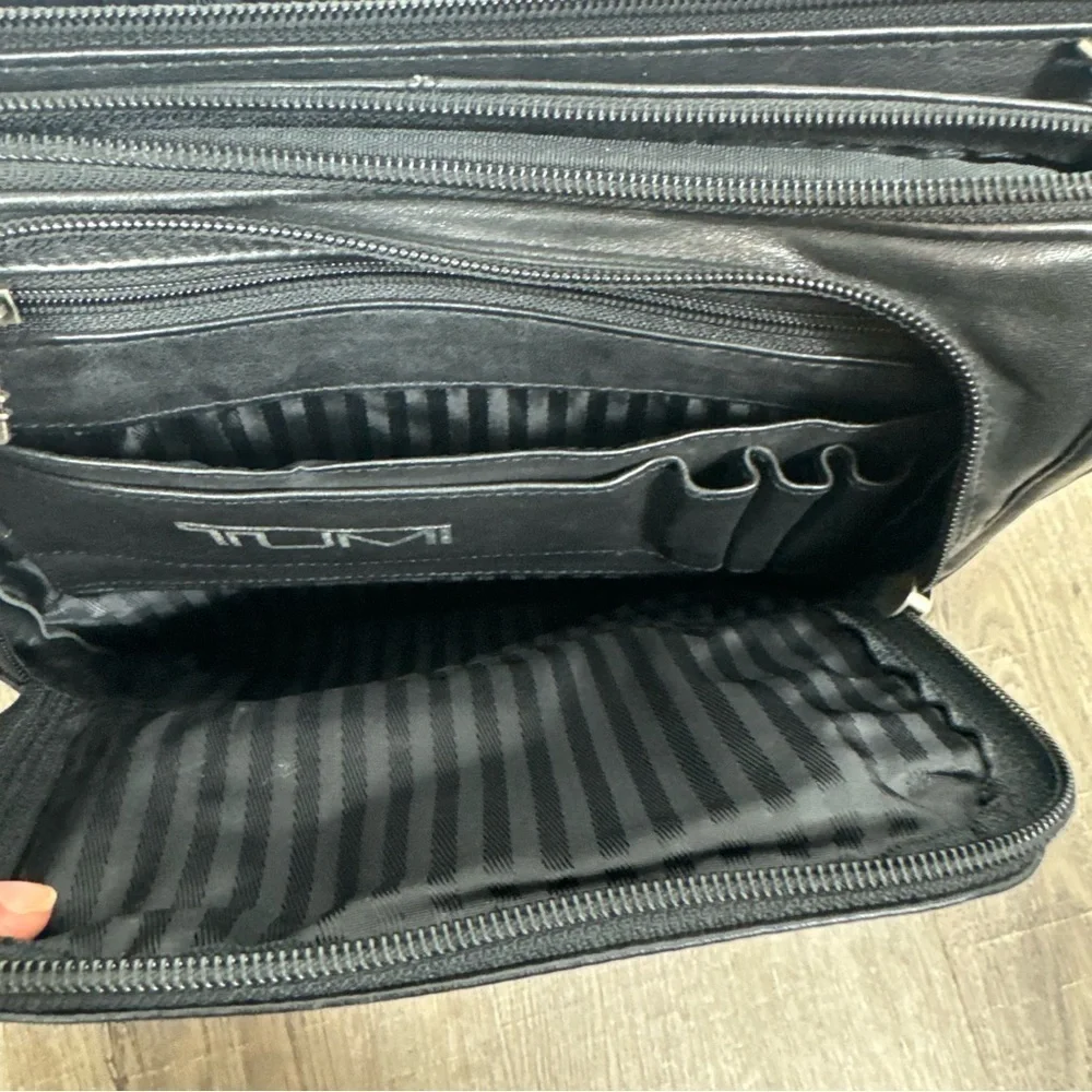 Tumi Black Napa Leather Deluxe Luxury Backpack  Model 9640D3 Laptop Work Travel